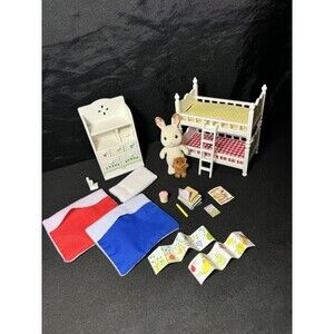 Calico Critters Sylvanian Families Child's Bedroom Bunkbed Set + Bunny 20+ Piece